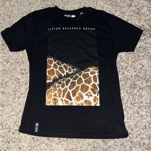 Black And Giraffe Print Logo LRG T-Shirt